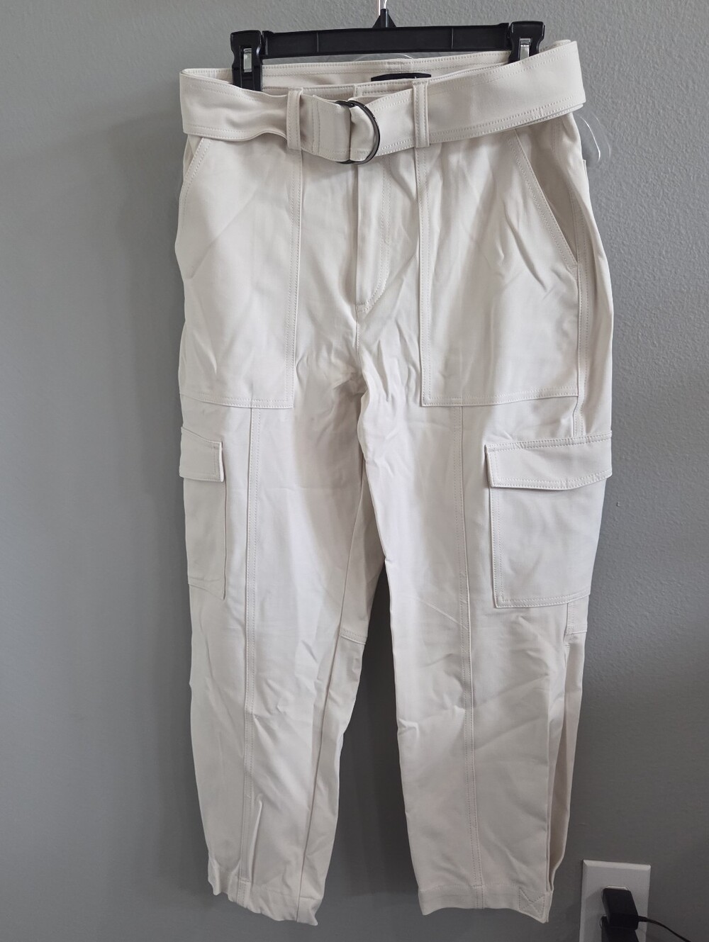Banana Republic Cream Cargo Pants with Belted Waist
